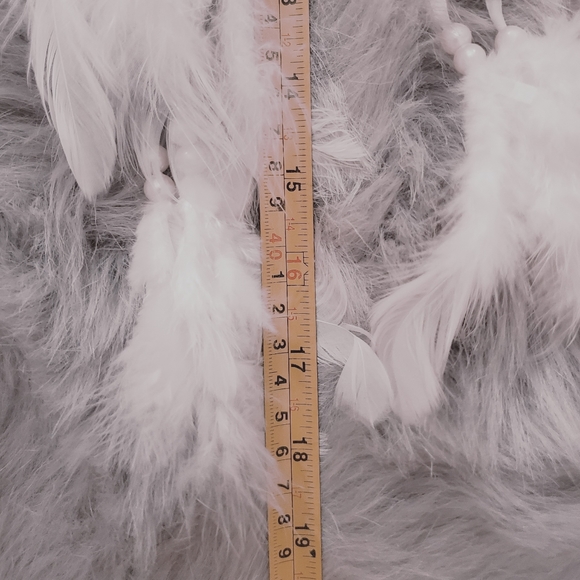 White Feather Dream Catcher with Raw White Quartz Healing Crystal - Picture 5 of 8